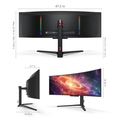 INNOCN 49" 49Q1S OLED Curved Gaming Monitor 5120 x 1440p 240Hz, 0.03ms, USB Type C 90W, HDMI 2.1, DisplayPort, USB Hub, Surrounding Speakers, Adaptive-Sync, Height Adjustable Stand, Black
