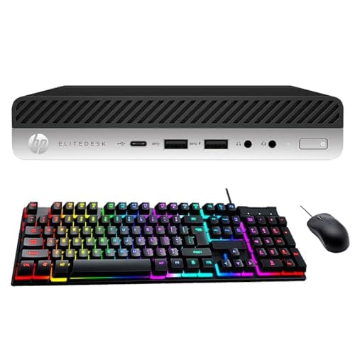 HP EliteDesk 800 G3 Mini Desktop Computer, 27" FHD Monitor, RGB Headset, Core i7-6700 3.4GHz, 16GB DDR4 RAM, 256GB SSD, USB WiFi+BT, Keyboard&Mouse, Windows 11 Pro (Renewed)