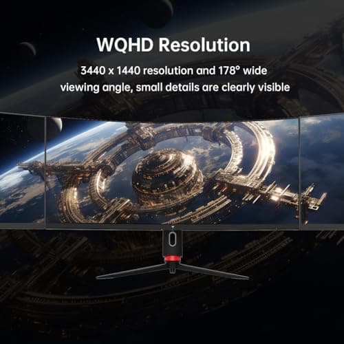 34 Inch Ultrawide Monitor, 165Hz WQHD 3440X1440 Curved Gaming Monitor, 1500R PC Monitor, HDR, FreeSync & G-Sync, HDMI, DisplayPort, VESA, Tilt Swivel Height Pivot Adjustment, H34S18S