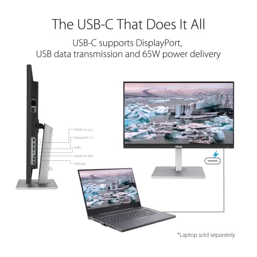 ASUS ProArt Display PA279CV 27” 4K HDR UHD (3840 x 2160) Monitor, IPS, 100% sRGB/Rec. 709, ΔE < 2, USB-C DisplayPort HDMI USB hub, Calman Verified, Compatible With Laptop & Mac Monitor,BLACK