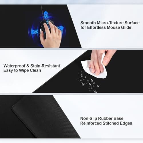 Wireless Charging Mouse Pad, 31.5"x15.8" Large Gaming Desk Mat with 15W Fast Charging, Ultra-Smooth Surface, Non-Slip Base, Waterproof Mousepad Keyboard Pad for PC, MacBook, Laptop, Black
