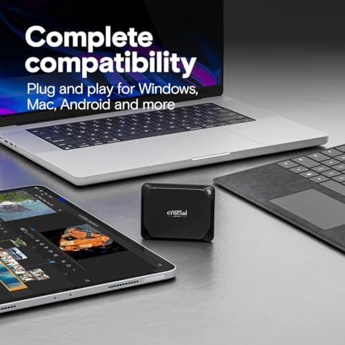 Crucial X10 Pro 4TB Portable SSD, Up to 2100MB/s Read, 2000MB/s Write, 3.2 USB-C, External Solid State Drive, Durable Storage for PC & Mac, for Professional Creators, Black - ‎CT4000X10PROSSD902