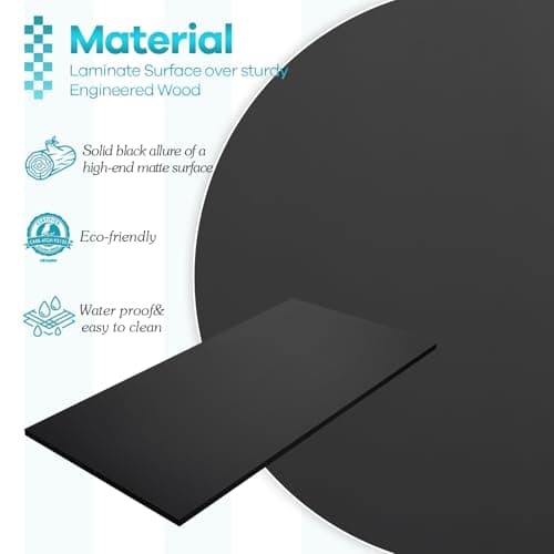 Kaboon 36x20 inch Black Table Top Universal, Solid One-Piece Desktop, Reversible Melamine Countertop, Double Desks, L-Desk DIY