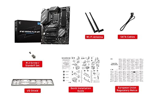msi B760 Gaming Plus WiFi Gaming Motherboard (Supports 12th/13th/14th Gen Intel Processors, LGA 1700, DDR5, PCIe 4.0, M.2, 2.5Gbps LAN, USB 3.2 Gen2, HDMI/DP, Wi-Fi 6E, Bluetooth 5.3, ATX)