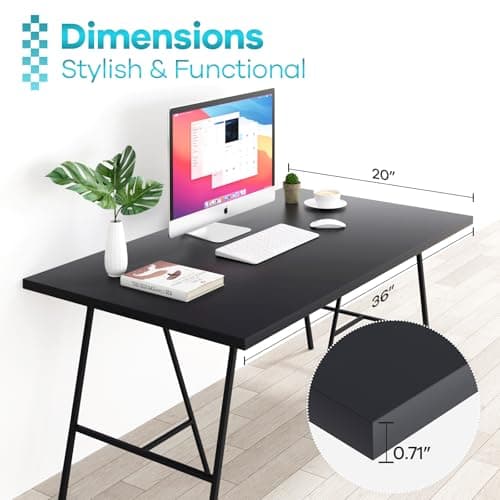 Kaboon 36x20 inch Black Table Top Universal, Solid One-Piece Desktop, Reversible Melamine Countertop, Double Desks, L-Desk DIY
