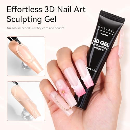 Makartt 3D Nail Art Gel 2 Pcs 15g DIY No Wipe 3D Molding Gel for Nails Decoration, Manicure Sculpture Nails