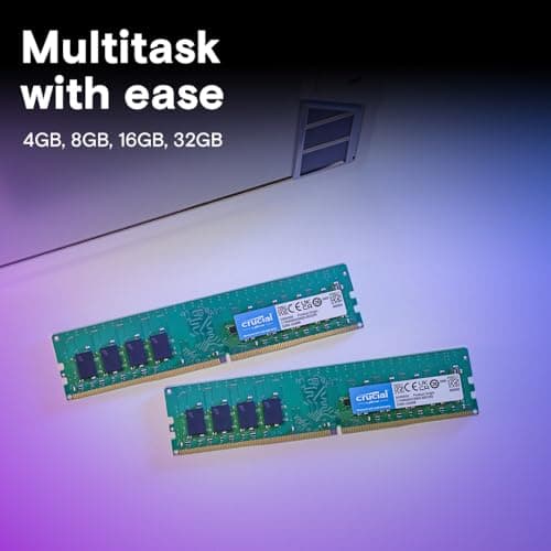 Crucial 16GB DDR4 RAM, 3200MHz (PC4-25600) CL22 Desktop Memory, UDIMM 288-Pin, Downclockable to 2933/2666MHz, Compatible with Intel and AMD Ryzen - CT16G4DFRA32A