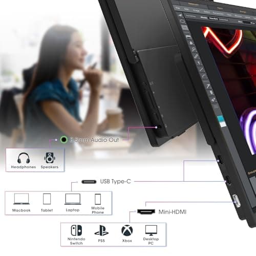 Kado Portable Monitor 15.6'' FHD 1080p, Ultra-Slim Laptop Monitor 1920x1080 with Built-in Speakers, IPS Display 180° Kickstand Wall/Arm Mount for PC, Mac, Phone, Xbox, PS5, USB-C & HDMI Connectivity