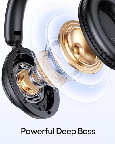 TAGRY Active Noise Cancelling Headphones 100H Playtime Wireless Over Ear Bluetooth Headphones Fast Charging Earphones with Deep Bass Comfort Light Weight Headsets for Travel Home Office PC Black