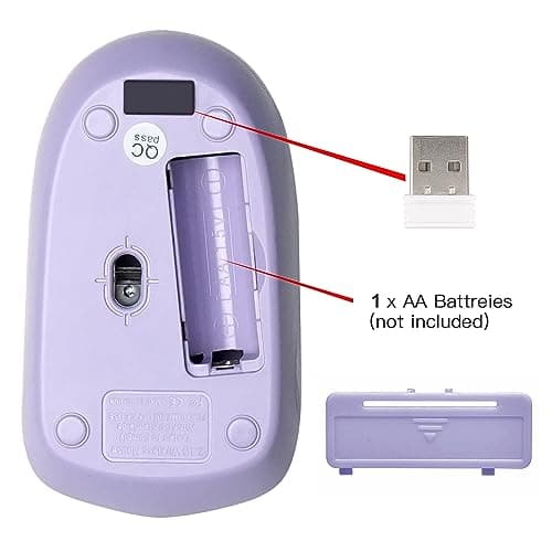 Wireless Keyboard and Mouse Combo, Full-Sized Wireless Keyboard and Adjustable DPI Mouse, 2.4GHz USB Receiver, Wireless Keyboard and Mouse for PC, Windows, Desktop, Laptop (Purple)