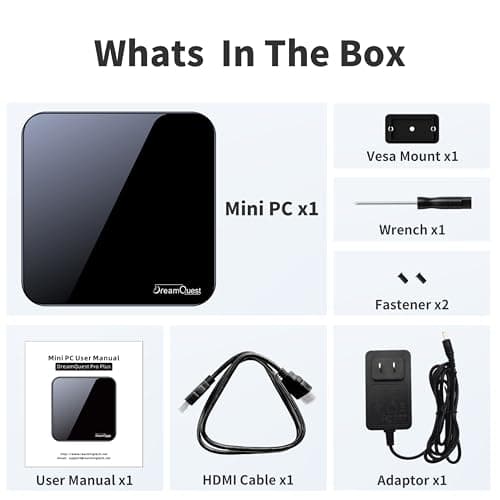 DreamQuest Mini PC Linux Preinstalled, Intel N150 (up to 3.6GHz) Mini Desktop Computers 16GB DDR4 512GB SSD, USB C, DP, HDMI, USB 3.2, Dual LAN,WiFi, Bluetooth, Support 4K 60Hz, Support Windows 11 Pro