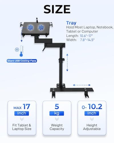 Car Laptop Mount for Vehicle, Trucks, Vans, Adjustable Aluminum No-Drill Laptop Car Holder
