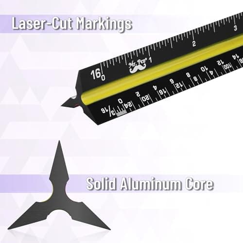 Mr. Pen- Architectural Scale Ruler, 12 Inch, 2 Pcs, Black & White, for Blueprints, Contractor, Architect, Drafting