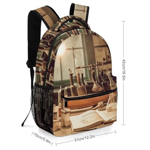 Vintage Chemistry Lab Backpack for Men Women Daypack Carry On Backpack for Travel Business Work Laptop Bag