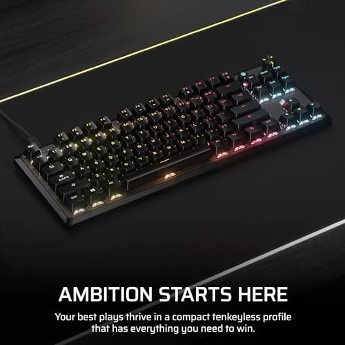 Corsair K70 CORE TKL RGB Tenkeyless Mechanical Wired Gaming Keyboard – Pre-Lubed MLX Red v2 Linear Switches, SOCD, ABS Double-Shot Keycaps, Sound Dampening, 1000Hz Polling, QWERTY NA – Black