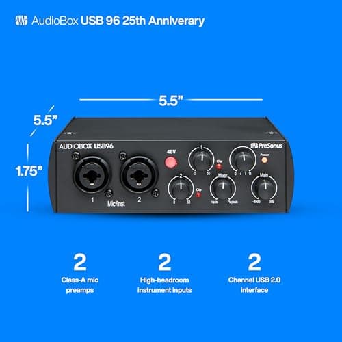 PreSonus AudioBox 96 25th Anniversary USB Audio Interface with Studio One Artist DAW Recording Software
