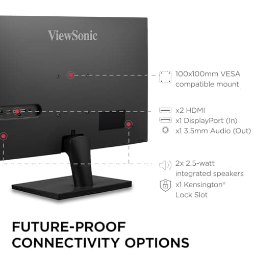 ViewSonic VS2725-2K 27 Inch QHD 1440p Monitor with 100Hz, HDMI, DisplayPort, and Variable Refresh Rate for Home and Office