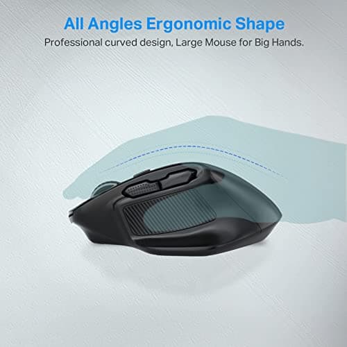E-YOOSO Large Wireless Mouse for Big Hands, X-31 Cordless Ergo Computer Mouse, 6 Buttons, 5-Level 4800 DPI, 18 Months Battery Life, for Laptop, PC, Chromebook (Black)