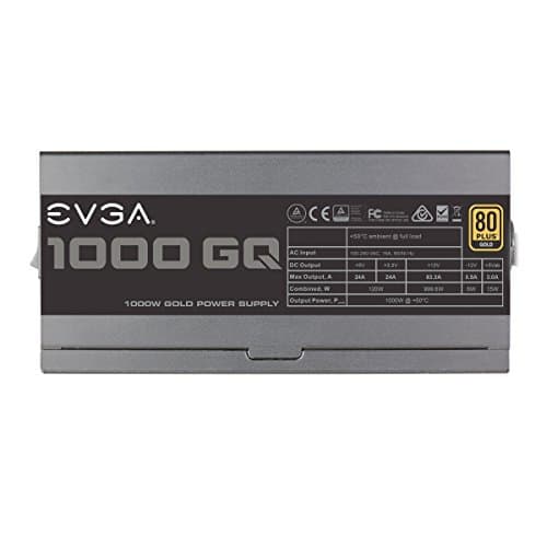 EVGA 210-GQ-1000-V1,1000 GQ, 80+ GOLD 1000W, Semi Modular, EVGA ECO Mode, 5 Year Warranty, Power Supply,Black