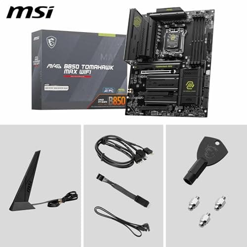 msi MAG B850 Tomahawk MAX WiFi V1 Motherboard, ATX - Supports AMD Ryzen 9000/8000 / 7000 Processors, AM5-80A SPS VRM, DDR5 Memory Boost 8400+ MT/s (OC), PCIe 5.0 x16, M.2 Gen5, Wi-Fi 7, 5G LAN