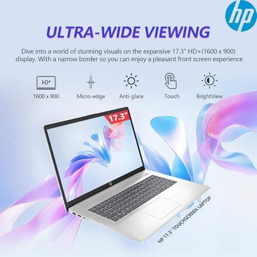 HP 2025 17 Inch Touchscreen Laptop Computer, 17.3 HD+ Touch Screen, Intel Core i3 (8-Cores), 32GB RAM 1TB SSD+128GB UFS, Windows 11 Pro Lifetime Office, Number Pad UBS-C