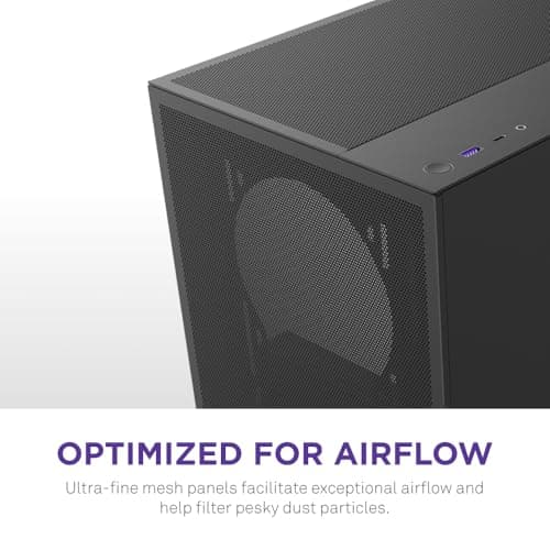 NZXT H5 Flow 2024 - Compact ATX Mid-Tower PC Gaming Case - High Airflow - 2 x 120mm Fans Included - 360mm Front & 240mm Top Radiator Support - Cable Management System - Tempered Glass - Black