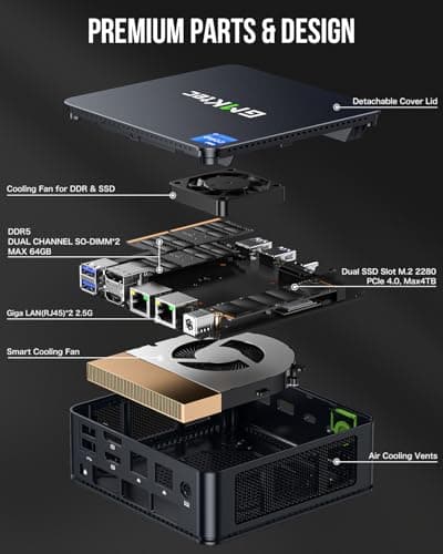 GMKtec Mini PC, K7 Plus 13th Gen Intel Core i7-13620H (10C/16T, up to 4.9GHz), 32GB DDR5 RAM (16GB*2)/1TB PCIe SSD Mini Desktop Computer, i226V Dual LAN/USB-C/USB4.0/8K UHD/WiFi 6/BT5.2
