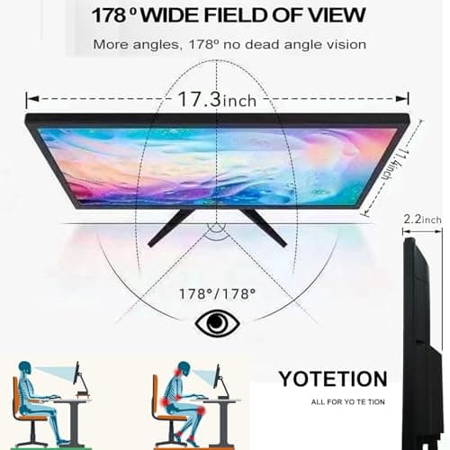 19 inch HD (1440 x 900) Monitor, 75Hz Refresh Rate, HDMI x1, VGA x1, Small Thin Monitor for laptops, Computers and desktops,LED Display, VGA/HDMI Connection.VESA:75 * 75MM