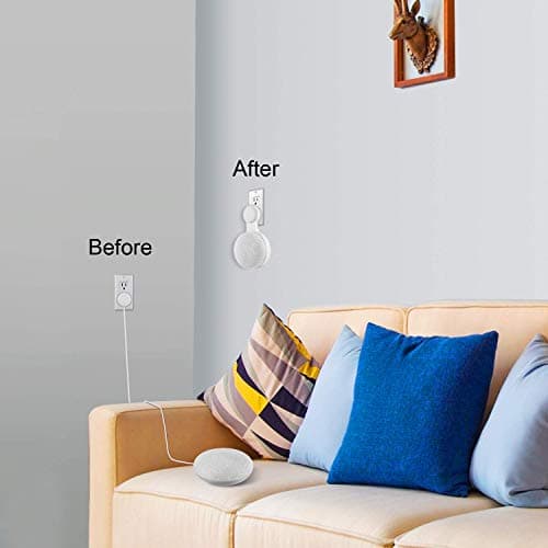 Google Home Mini Wall Mount Holder, Space-Saving Design AC Outlet Mount, Perfect Cord Management for Google Home Mini Voice Assistant 1st Gen Only (White,1 Pack)…