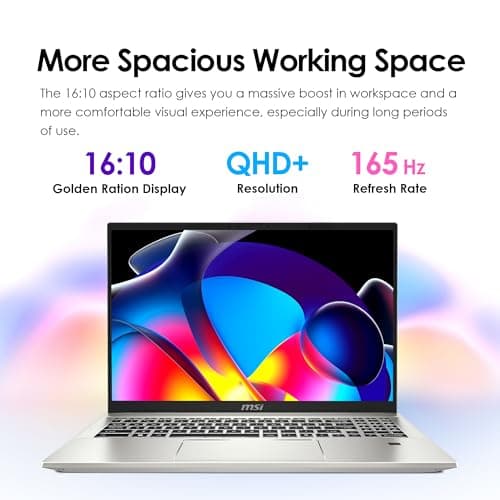 MSI Prestige A16 AI+ (2024) 16” QHD+ Business Laptop: AMD Ryzen AI 9-365, Radeon Graphics, 32GB LPDDR5x, 1TB NVMe SSD, Type-C, WiFi 7, Win 11 Home: Urban Silver A3HMG-016US
