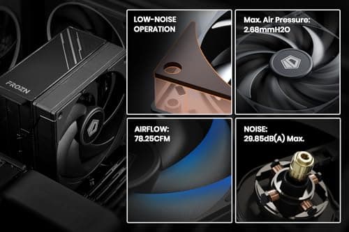 ID-COOLING FROZN A410 Black - 6" Height Black Air CPU Cooler, 4×Ф6mm Heatpipes, 120x120x25mm FDB Fan, TDP 220W, Compatible with Intel LGA1700/1851/1200/115X; AMD AM4/AM5 (152mm in Height)