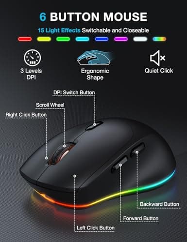 Wireless Keyboard and Mouse Combo, 9 Backlit Effects, Wrist Rest, Phone Holder, 2.4G Lag-Free Ergonomic Keyboards, Rechargeable Silent Cordless Set for Computer, Laptop, PC, Mac, Windows -SABLUTE