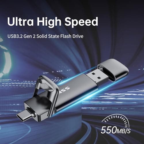 SSK 1TB USB Drive,External SSD Fast 550MB/s 2-in-1 Dual-Drive Type C+ A USB3.2 Gen2 Solid State ThumbDrive SSD-Stick for iPhone 15/PS4/Android Phone/Tablet/Windows/Mac