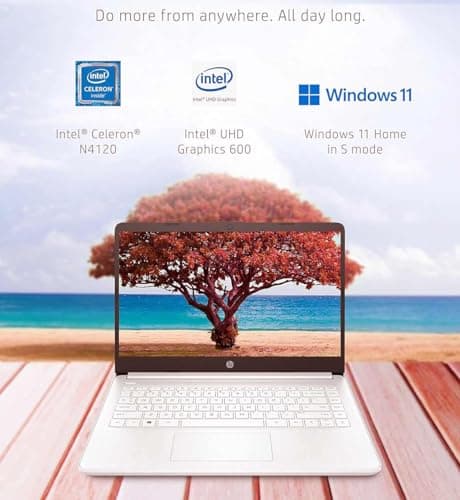 HP 14in Schools and Business Laptop, Intel Quad-Core N4120 CPU, 16GB RAM, 64GB eMMC, 256GB Micro SD, 1-Y Office 365, Webcam, HDMI, WiFi, Win 11 S(White)