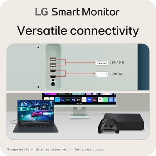 LG 27SR50F-G Smart Monitor 27-Inch FHD (1920x1080) IPS Display, webOS 23, HDR 10, x2 Built-in Speakers, AirPlay 2, Screen Share, Bluetooth, ThinQ App, Remote Control, Green
