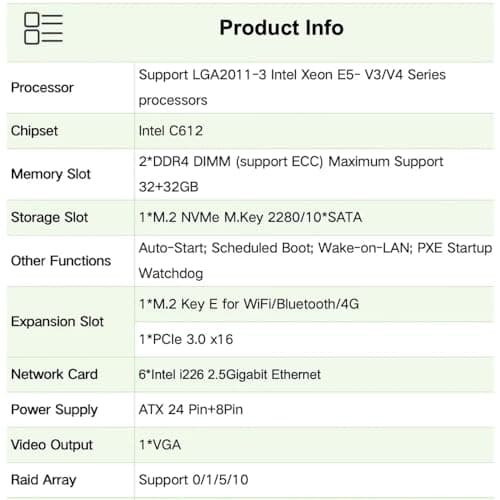 X99 NAS Motherboard Slot 10xSATA 1*M.2_ NVME PCIE ×1 LGA2011-3 for NAS Router Sever 6x2.5GbE I226 DDR4 RAM Memory