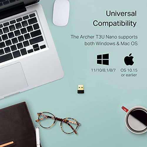 TP-Link Nano USB WiFi Adapter for PC(Archer T3U Nano)-AC1300 2.4G/5G Dual-Band Wireless Network Transceiver Adapter for Desktop PC, Travel Size, Supports Windows 11,10, 8.1, 8, 7 / up to Mac OS 10.15
