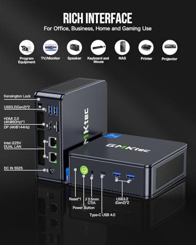 GMKtec Mini PC, K7 Plus 13th Gen Intel Core i7-13620H (10C/16T, up to 4.9GHz), 32GB DDR5 RAM (16GB*2)/1TB PCIe SSD Mini Desktop Computer, i226V Dual LAN/USB-C/USB4.0/8K UHD/WiFi 6/BT5.2