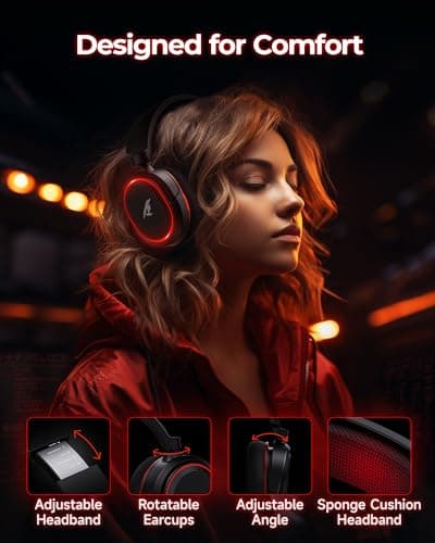 Wireless Gaming Headset， 7.1 Surround Sound， 2.4Ghz USB Gaming Headphones Bluetooth 5.4,100-Hr Noise Canceling Mic RGB Light, Wireless Headset for PC PS5 PS4 Mac Switch，ONLY Wired Mode Suit for Xbox