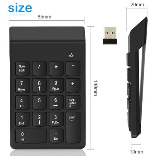 NOOX Wireless Number Pad, Numeric Keypad Numpad Keyboard 10 Key USB Keypad Office Accounting Essentials Desktop Computer Laptops Accessories Compatible Chromebook Notebook EliteBook MateBook etc.