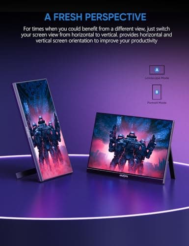ARZOPA 16.1'' 144Hz Portable Gaming Monitor, 106% sRGB 1080P FHD Kickstand Portable Monitor with HDR, Ultra Slim, Eye Care, External Second Screen for Laptop, PC, PS5, Mac, Xbox-Z1FC