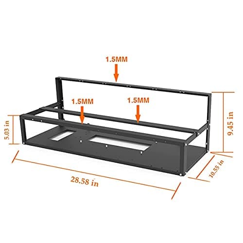 12 GPU Mining Rig Frame, Steel Open Air Miner Rig Case Support for Dual ATX, Bitcoin Miner Mining Rack for ETH Crypto Coin Currency Mining, Support to Dual Power Supply, Frame ONLY