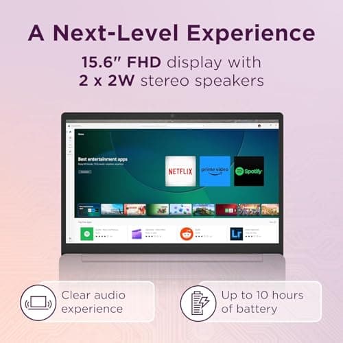 Lenovo Chromebook 15 (15.6" FHD Display, 4GB RAM, 128GB Storage (64GB eMMC + 64GB SD Card) 2TB Cloud Storage, Intel Celeron), Home & Student Laptop, Webcam, Wi-Fi 6, 10-Hr Long Battery Life, Chrome OS