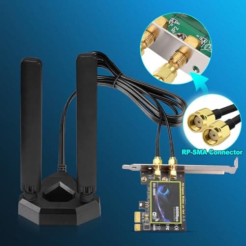 Eightwood WiFi 6E Tri-Band Antenna 6GHz 5GHz 2.4GHz Gaming WiFi Antenna Magnetic Base with 6.5ft Extension Cable for PC Desktop Computer PCIe WiFi 6E Card, Router