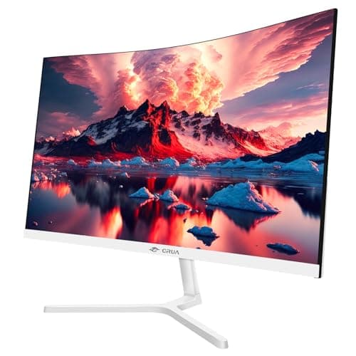 CRUA 24 Inch Curved Monitor, FHD(1920×1080P) 100HZ 120% sRGB Computer Monitors, Narrow Bezels on Three Sides, Blue Light Filter PC Monitor for Home, Office and Dormitory(HDMI, VGA)-White