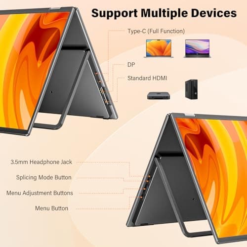 InnoView 18" 2K 100Hz Portable Monitor 100% DCI-P3 Portable Dual Monitor for Laptop 315°Adjustable Screen Extender for Windows Mac with Type-C HDMI DP Foldable Monitors Portatil(No Driver Needed)