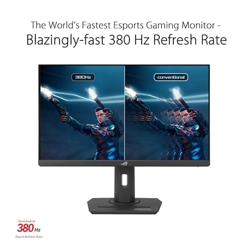 ASUS ROG Strix 25” (24.5” viewable) Esports Gaming Monitor (XG259QNS) - Full HD, 380Hz, 0.3ms, Fast IPS, Extreme Low Motion Blur Sync, FreeSync Premium, DisplayWidget, Ergonomic, 3 yr Warranty