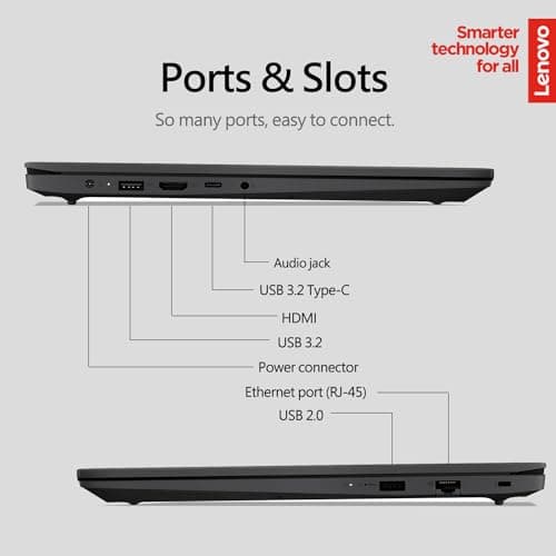 Lenovo New V15 Essential Laptop | Intel Multitasking 4-core Processor | 32GB RAM | 1TB SSD | 15.6" FHD 1080p Display | Ethernet RJ-45 | Rugged Design | Windows 11 Pro | WOWPC Recovery USB