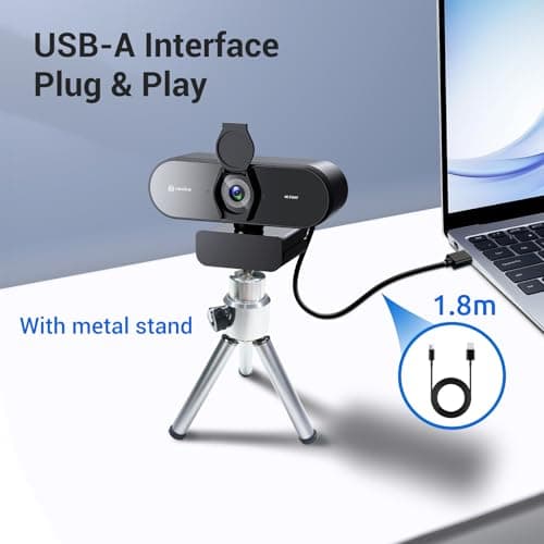 4K Webcam for PC with Tripod, PDAF Autofocus, 1080P@60FPS, 79° FOV, Low Distortion, 2 Noise Reduction Mics, Privacy Cover, Plug&Play, PC Camera for Skype, Teams, Zoom, NewEye 62 Kit