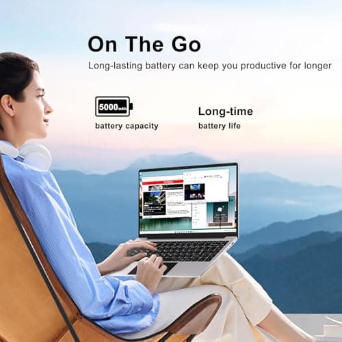 2025 14 Inch Laptop Computer Win 11 8GB+256GB SSD Up to 1TB SSD Expand Laptops N4020 Up to 2.8Ghz DDR4 1080p FHD Dual WiFi BT4.2 with Webcam Screen Projection Function for Business Student--Silver